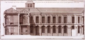 巴黎路易斯大广场的Crozat先生的房子的一部分，来自Jacques-Francois Blondel的“建筑弗朗索瓦”，1727年 作者 让·马里埃特